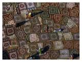 Colorful Carpets Drying on the Ground, India Poster van Yann Arthus-Bertrand