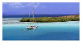 Sailboat at anchor, Island of Culebra, Puerto Rico Prints by George H.H. Huey
