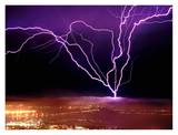 Lightning over San Francisco Poster par Douglas Keister