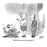 "All I did was remove his flag pin!" - New Yorker Cartoon Premium Giclee Print by Tom Toro
