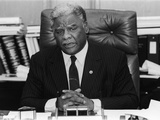 Harold Washington, During an Office Interview, 1987 Photographic Print by Vandell Cobb
