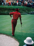 Professional Golfer Lee Elder Waits His Turn to Putt,  April 1975 Master Tournament Photographic Print by Moneta Sleet