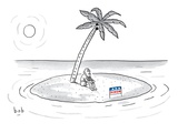 Bearded man sits on a deserted island. A campaign sign in front of him rea… - New Yorker Cartoon Premium Giclee Print by Bob Eckstein