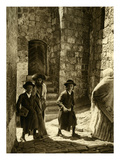 Orthodoxo Hassidic Jews on their Way to Synagogue, Jerusalem Giclee Print
