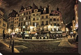 Paris Street Night Stretched Canvas Print by Dawne Polis