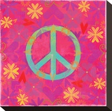 Peace Sign Floral Hearts II Stretched Canvas Print by Alan Hopfensperger