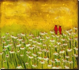 Summer Cardinals Reproduction transférée sur toile par Anne Hempel
