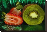 Strawberry Kiwi Mist Stretched Canvas Print by Connie Publicover
