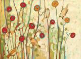 Five Little Birds Playing Amongst the Poppies Prints by Jennifer Lommers
