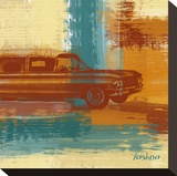 Red Retro Car Stretched Canvas Print by Yashna 