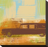 Brown Retro Car II Stretched Canvas Print by Yashna 