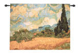 Wheat Field with Cypresses Wall Tapestry