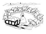 Eskimo on dog sled; the dogs are running around in a circle and are coming… - New Yorker Cartoon Premium Giclee Print by Otto Soglow