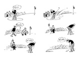 A golfer's thoughts as he tries to putt successfully are entirely about ho… - New Yorker Cartoon Premium Giclee Print by Jr., Whitney Darrow