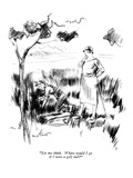 "Let me think. Where would I go if I were a golf ball" - New Yorker Cartoon Premium Giclee Print by Kemp Starrett