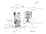(A middle-aged couple stand at a road sign pointing to two different direc… - New Yorker Cartoon Premium Giclee Print by David Sipress