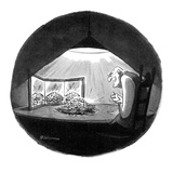 Miser is gloating over his heap of money. He has a three paneled mirror in… - New Yorker Cartoon Premium Giclee Print by Bernie Wiseman