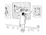 Man in museum is seen listening to a conch tethered to a wall on which han… - New Yorker Cartoon Premium Giclee Print by Robert J. Day