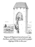 "Rapunzel Rapunzel moved out years ago. I'm Bruce, and I have a stack of …" - New Yorker Cartoon Premium Giclee Print by Zachary Kanin