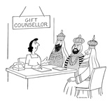 GIFT COUNSELLOR is counseling the three wise men. - New Yorker Cartoon Premium Giclee Print by Otto Soglow