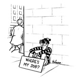 Waldo from "Where's Waldo" sits on the street corner with a sign that say… - New Yorker Cartoon Premium Giclee Print by Kaamran Hafeez