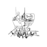 New Year's baby is surrounded by empty liquor bottles. - New Yorker Cartoon Premium Giclee Print by Christina Malman
