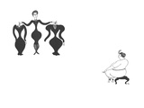 Curvy saleswoman with tiny waist and large hips shows dresses with tiny wa… - New Yorker Cartoon Premium Giclee Print by Christina Malman