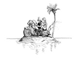 Motorcycle couple on deserted island. - New Yorker Cartoon Premium Giclee Print by Everett Peck