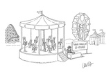 Ride at amusement park-- merry-go-round with chairs instead of horses and … - New Yorker Cartoon Premium Giclee Print by Eric Lewis