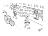 An elderly cowboy thinks "Damn if I didn't start walking in this direction… - New Yorker Cartoon Premium Giclee Print by Eric Lewis