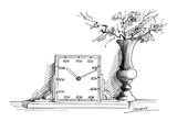 A clock has 'NOW' printed where each of the numbers should be. Beside it i… - New Yorker Cartoon Impressão giclée premium por Saul Steinberg A clock has 'NOW' printed where each of the numbers should be. Beside it i… - New Yorker Cartoon Impressão giclée premium por Saul Steinberg