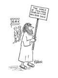 Man with sign reading; 'The World of Ten Free Hours On-Line Will End Soon.' - Cartoon Premium Giclee Print by Aaron Bacall