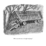 "All we can do now is sit tight and pray." - New Yorker Cartoon Premium Giclee Print by Robert J. Day