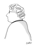 Man's brain is divided into these sections: View, Edit, Send, Insert, Dele… - Cartoon Premium Giclee Print by Carole Cable