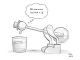 A bobbing duck toy is dipping its beak into a glass of water. - New Yorker Cartoon Premium Giclee Print by Paul Noth
