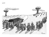 (In a cemetery, an impossible number of clown pallbearers come out of a he… - New Yorker Cartoon Premium Giclee Print by Zachary Kanin