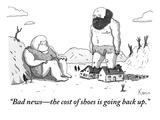 "Bad news—the cost of shoes is going back up." - New Yorker Cartoon Premium Giclee Print by Zachary Kanin