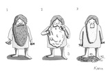 1. Man with long beard holds razor and shaving cream. 2. Shaves.  3. With… - New Yorker Cartoon Premium Giclee Print by Zachary Kanin
