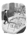 A man walks by an opening for hell along a city street. - New Yorker Cartoon Premium Giclee Print by Harry Bliss