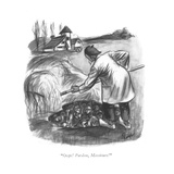 "Oops! Pardon, Messieurs!" - New Yorker Cartoon Premium Giclee Print by John Ruge