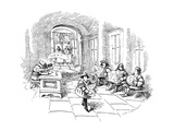 Several men sit in line at a sort of medieval patent office in a royal cou… - New Yorker Cartoon Premium Giclee Print by John O'brien