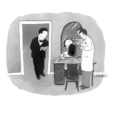Man in tuxedo waiting for date to finish getting her Botox injection. - New Yorker Cartoon Premium Giclee Print by Marshall Hopkins