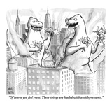 "Of course you feel great. These things are loaded with antidepressants." - New Yorker Cartoon Premium Giclee Print by Paul Noth