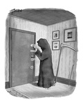 Grim Reaper locking his door with multiple lock systems. - New Yorker Cartoon Premium Giclee Print by Harry Bliss