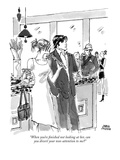 "When you're finished not looking at her, can you divert your non-attentio…" - New Yorker Cartoon Premium Giclee Print by Marisa Acocella Marchetto
