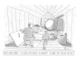 Father and son find dwarf planet in attic. - New Yorker Cartoon Premium Giclee Print by Zachary Kanin