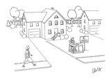 Boy sitting at front yard stand with sign that reads, 'Family Secrets $1.00.' - New Yorker Cartoon Premium Giclee Print by Eric Lewis