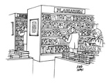 Bookstore with "plagiarism" section. - New Yorker Cartoon Reproduction procédé giclée Premium par Joseph Farris