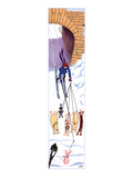 Color strip cartoon of person walking dogs in a park. The dogs are chasing… - New Yorker Cartoon Premium Giclee Print by Carol Lay