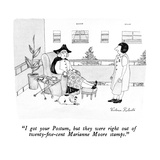 "I got your Postum, but they were right out of twenty-five-cent Marianne M…" - New Yorker Cartoon Premium Giclee Print by Victoria Roberts